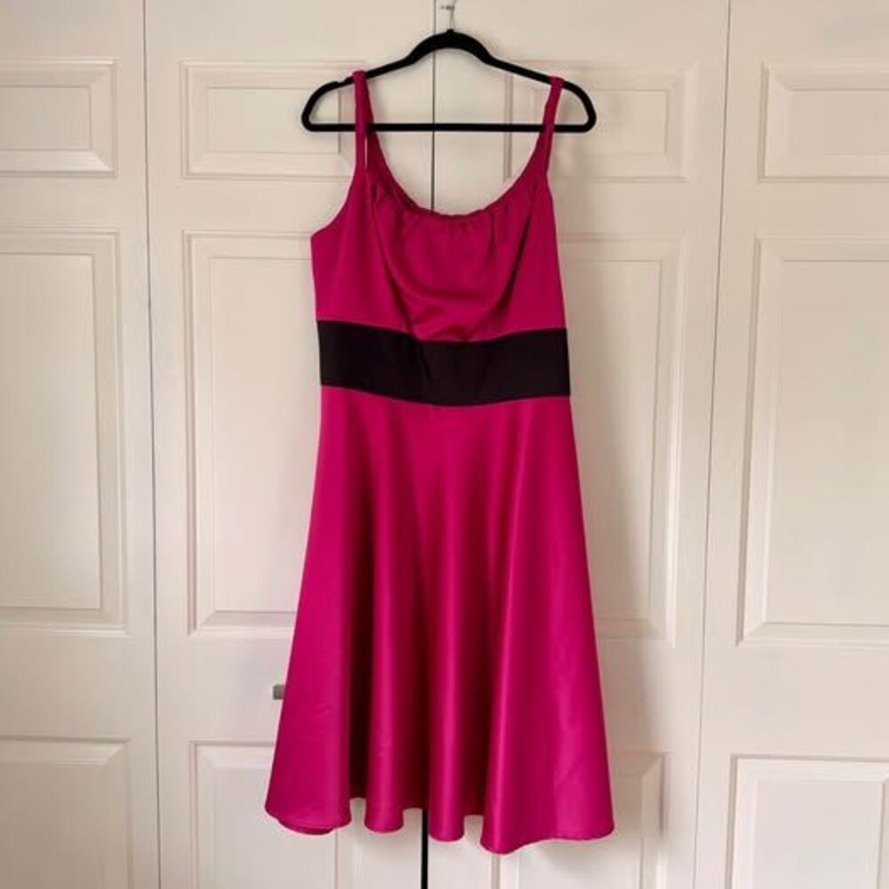 NWT Lane Bryant Fuchsia & Black Colorblock Dress Size 16